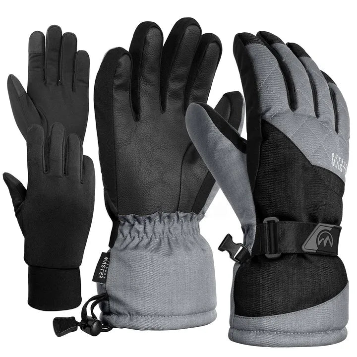  OutdoorMaster Guantes de esquí para niños, guantes de esquí  ultra impermeables, guantes de nieve para clima frío, guantes cálidos de  invierno para esquí, snowboard, se adapta a niños y niñas 