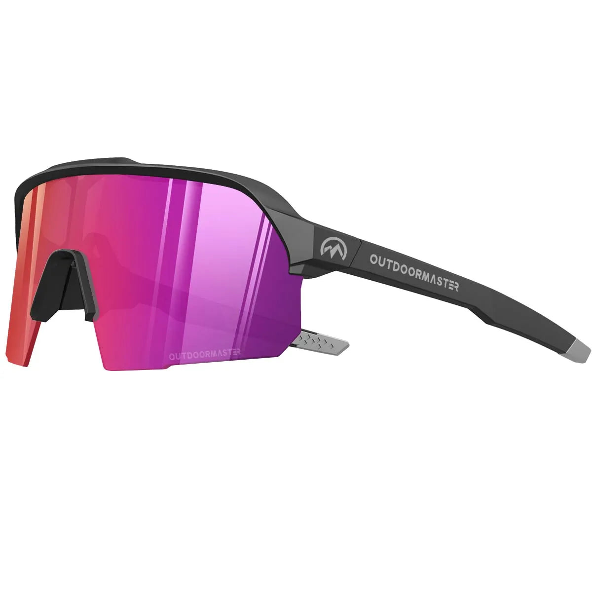 Hawk HD Polarized Sport Sunglasses, Black Frame / Purple VLT18%+Bonus Clear Lens