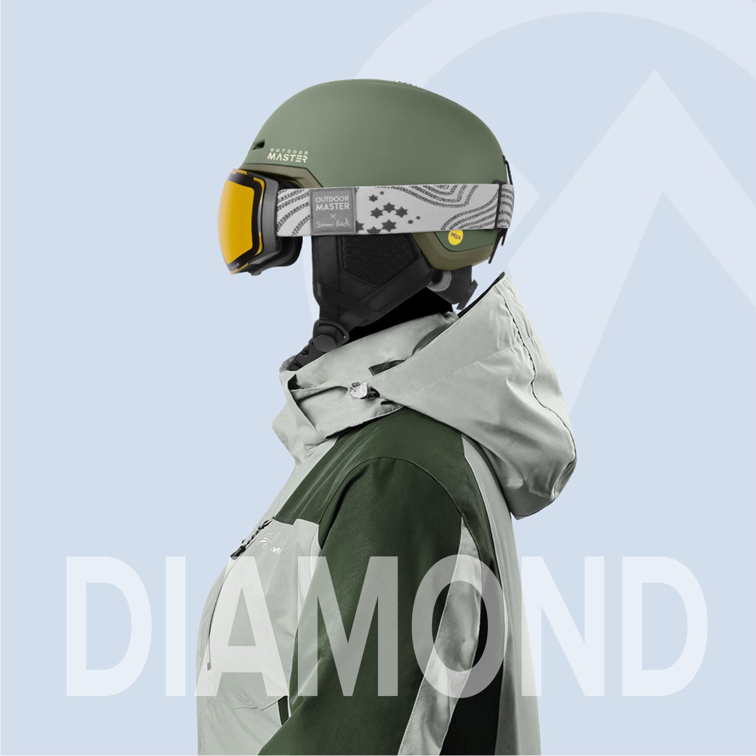 snow helmet green