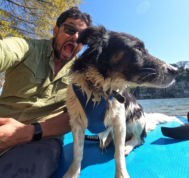 Paddle board with dog