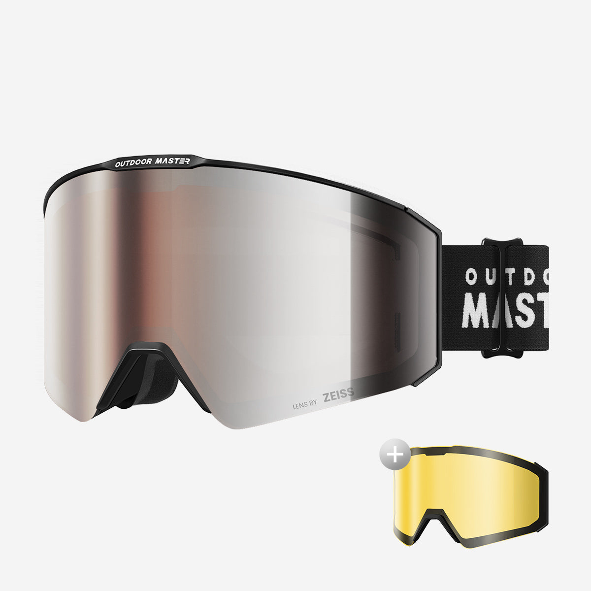 super goggles OutdoorMaster Falcon Ski Goggles Lens By Zeiss, OTG Snowboard Goggles Anti-fog, Magnetic Interchangeable Lens, Snow Goggles