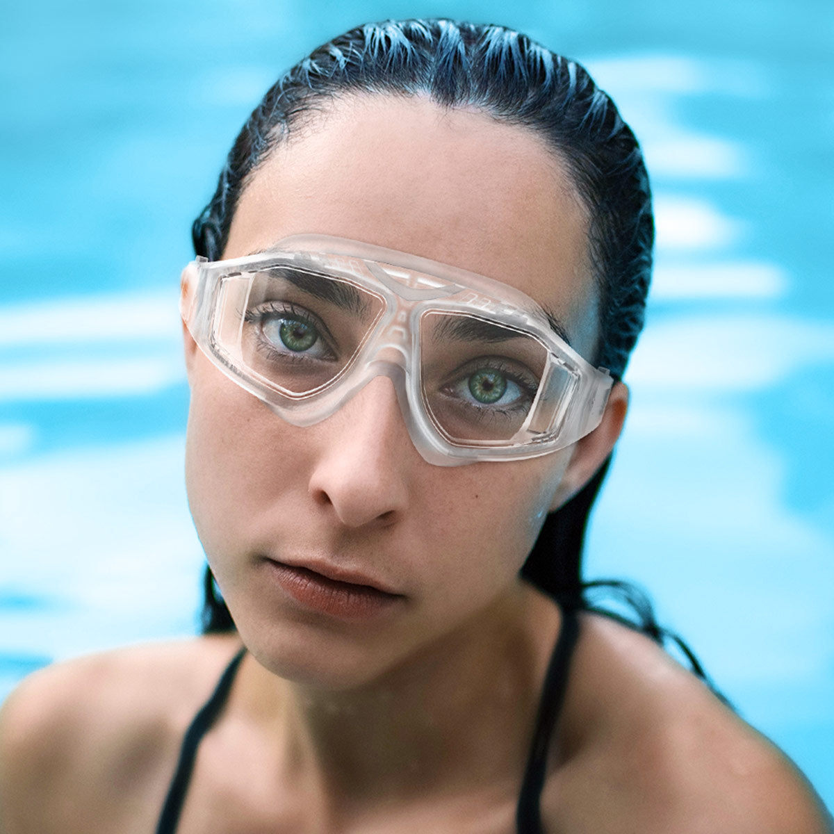 pool swimming goggles OutdoorMaster Blue 100% UV Protection Anti-Fog Coating & Swim Goggle, White