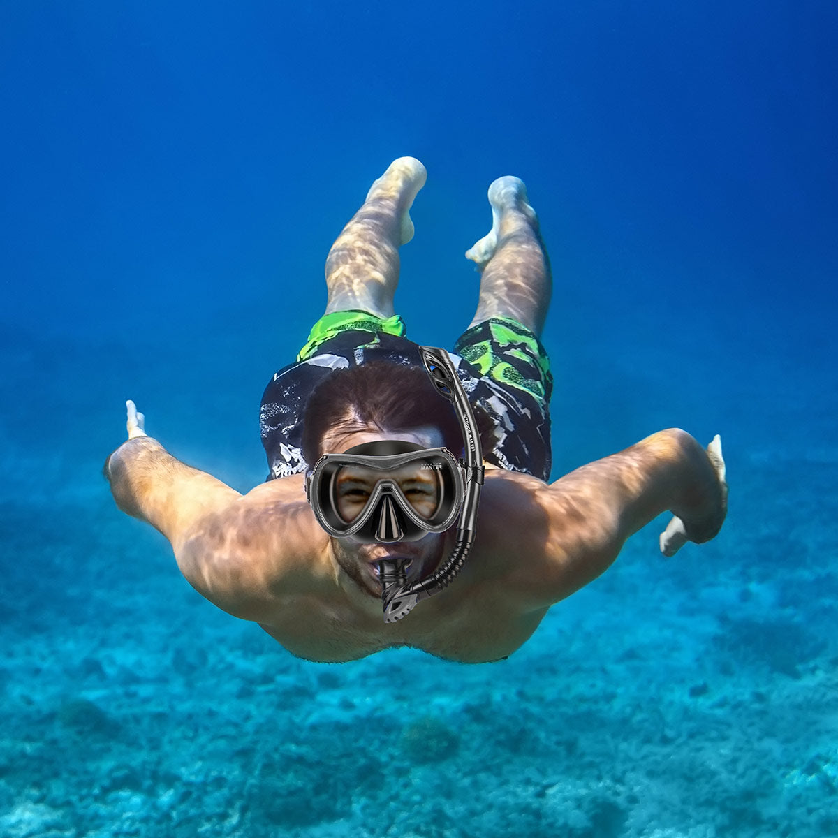 mobby's シューノーケリングセット 180°パノラマシュノーケルマスク＆ドライトップシュノーケル – MOBULA