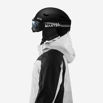 black helmet and goggles snowboarding OutdoorMaster DEER Ski Helmet Bundle