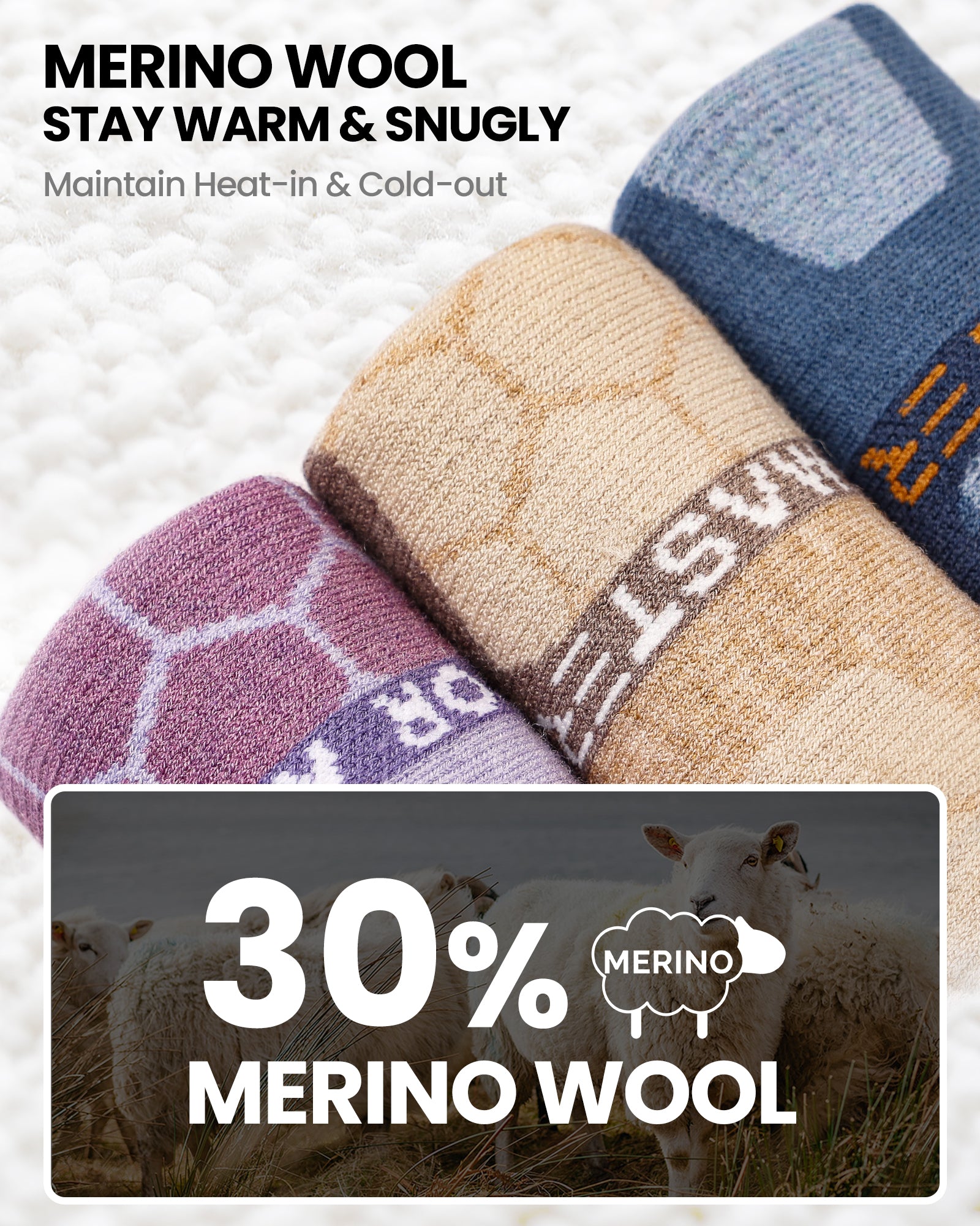 Merino Wool Ski Socks 2/3 Pairs