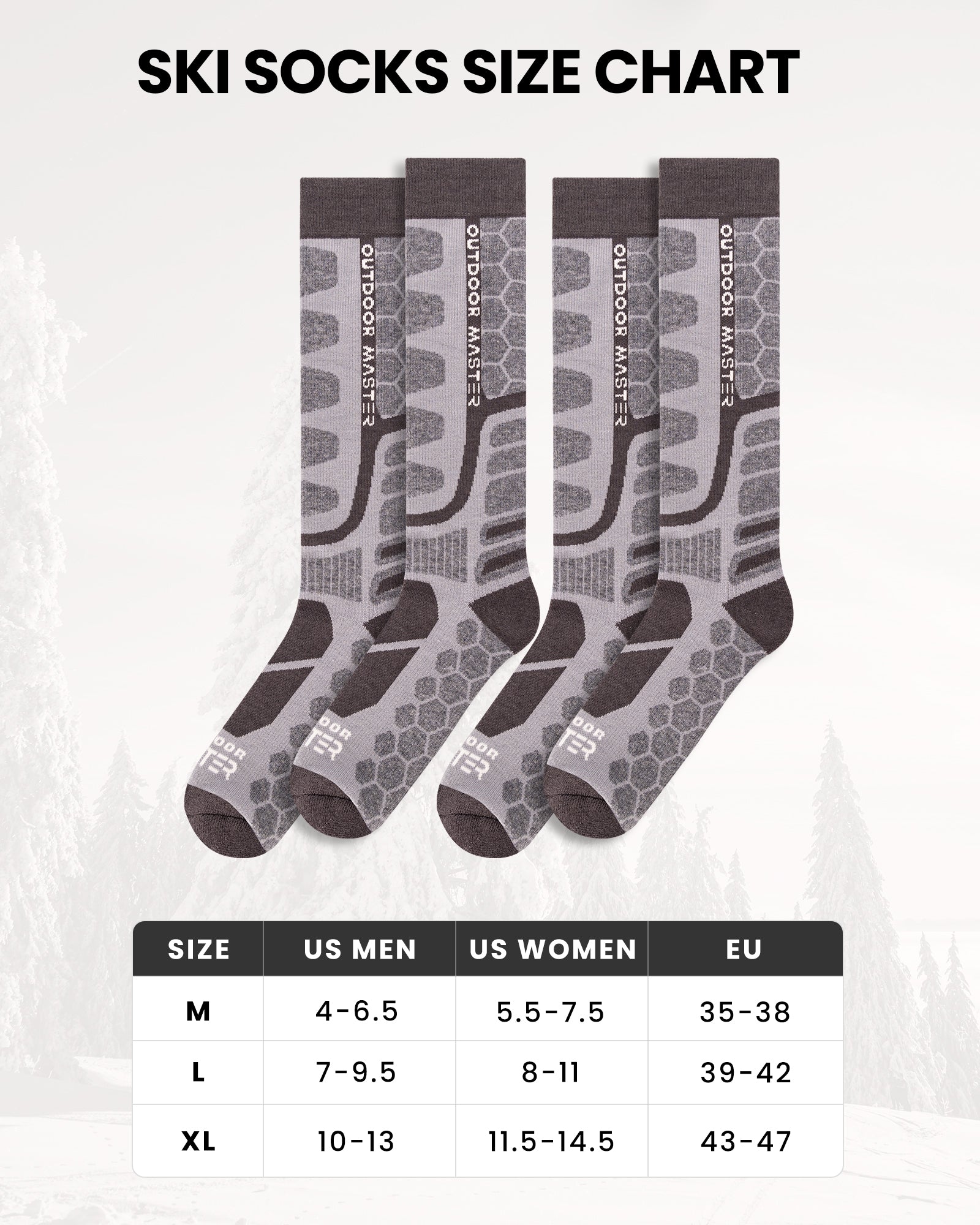 Merino Wool Ski Socks 2/3 Pairs