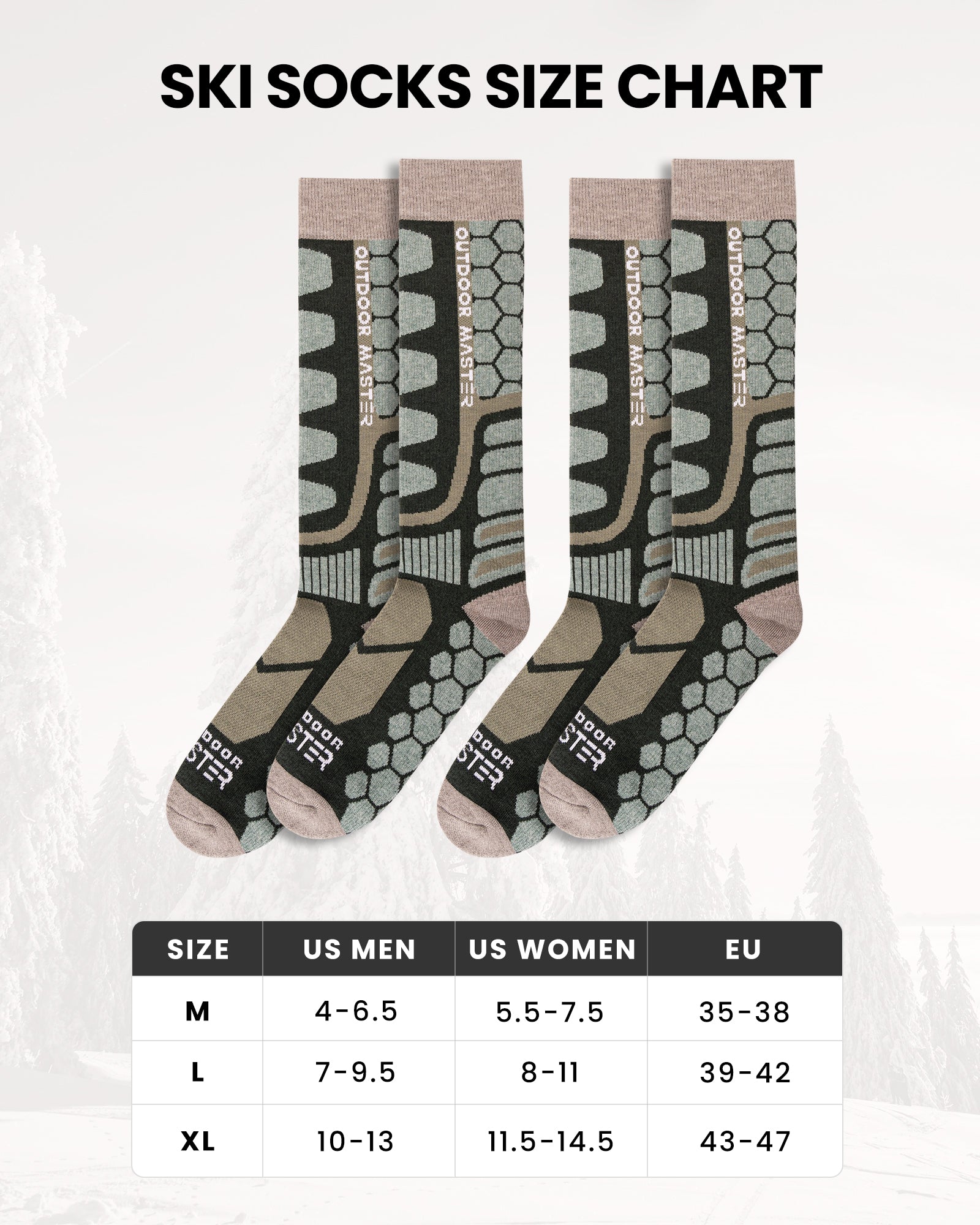 Merino Wool Ski Socks 2/3 Pairs