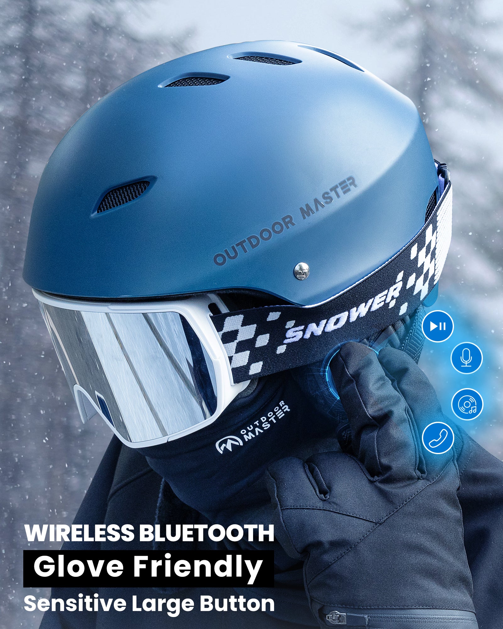 OutdoorMaster MZ04-M Wireless  Drop-in Headphones with Cable Charging for Ski Helmet