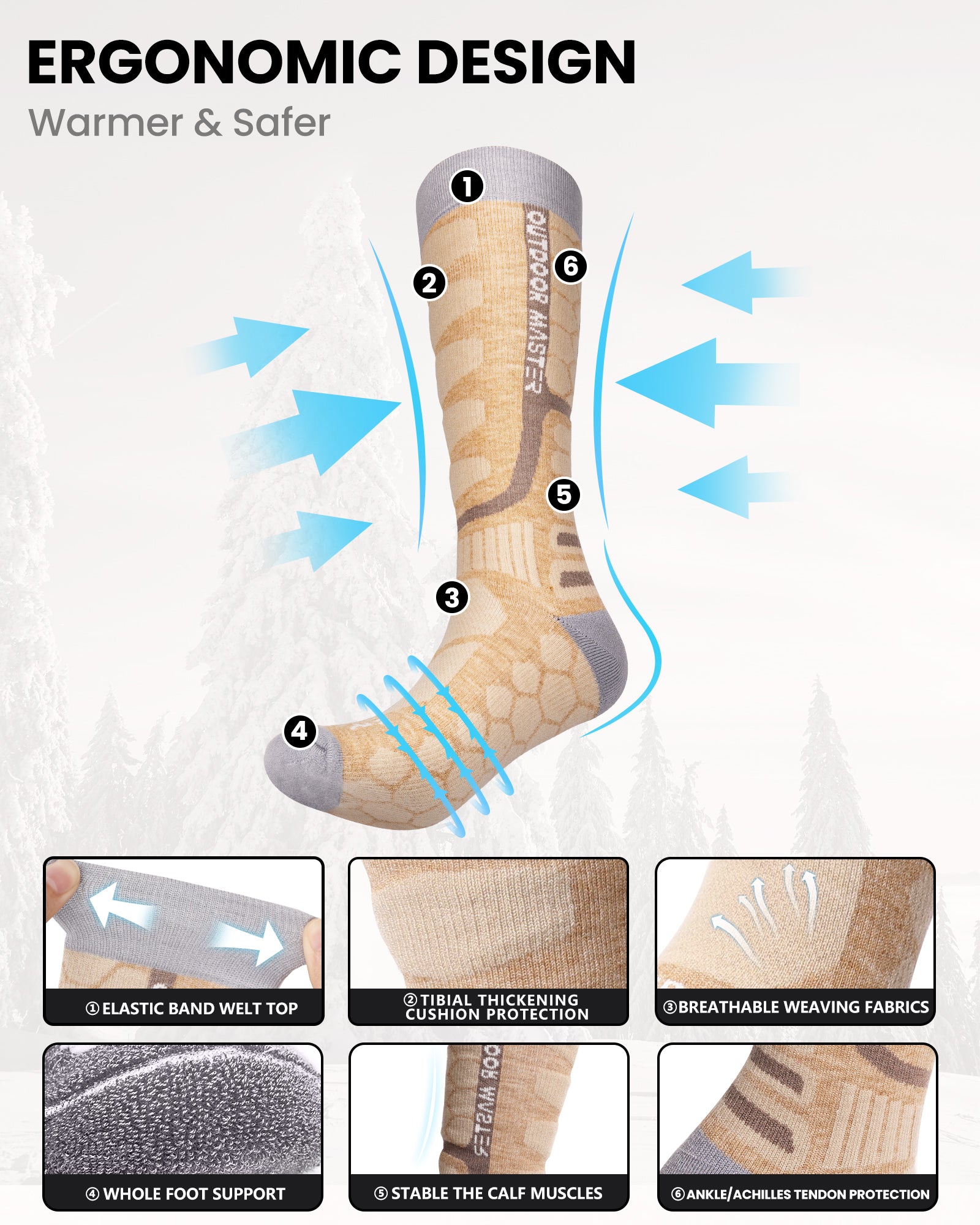 Merino Wool Ski Socks 2/3 Pairs