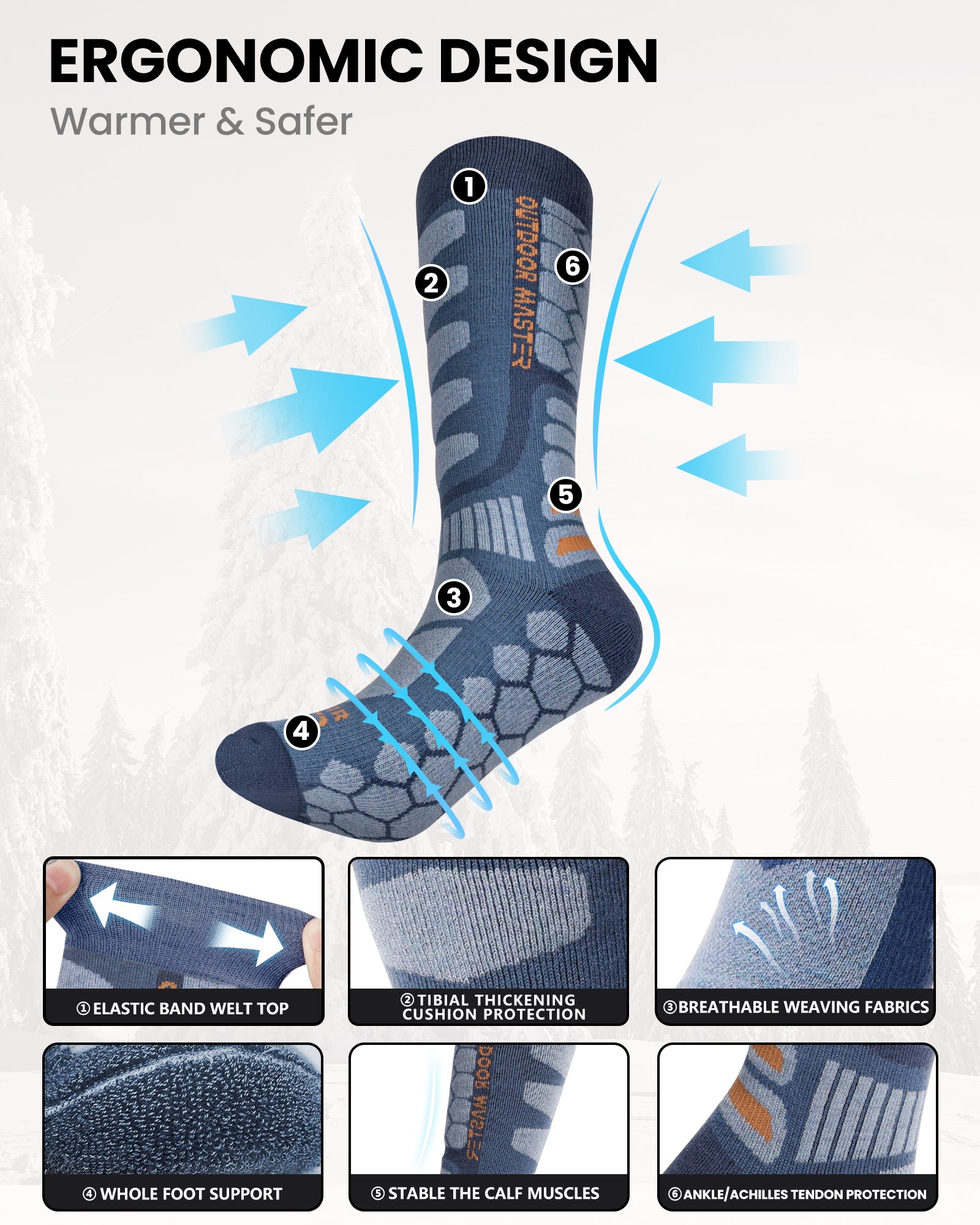 Merino Wool Ski Socks 2/3 Pairs