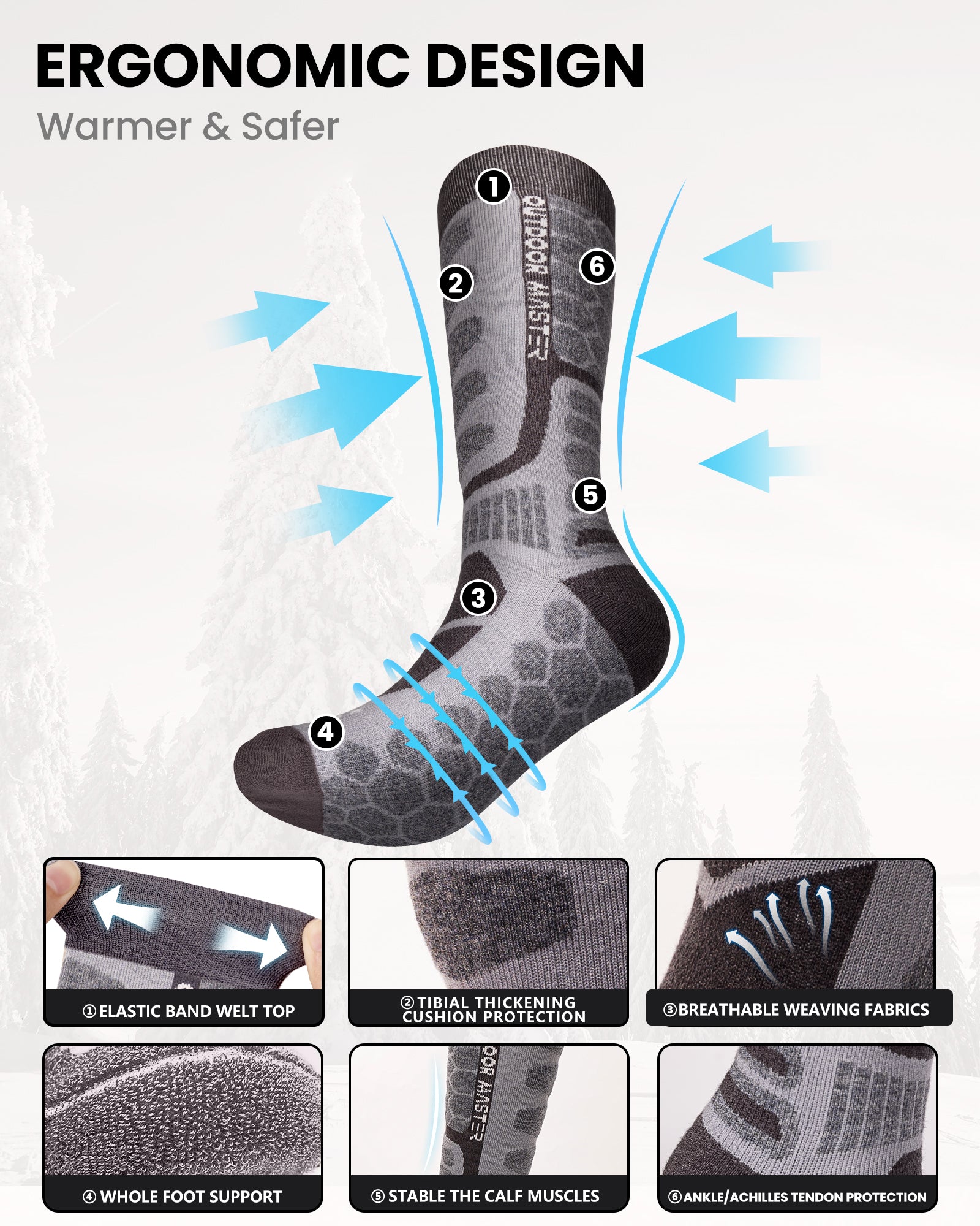 Merino Wool Ski Socks 2/3 Pairs