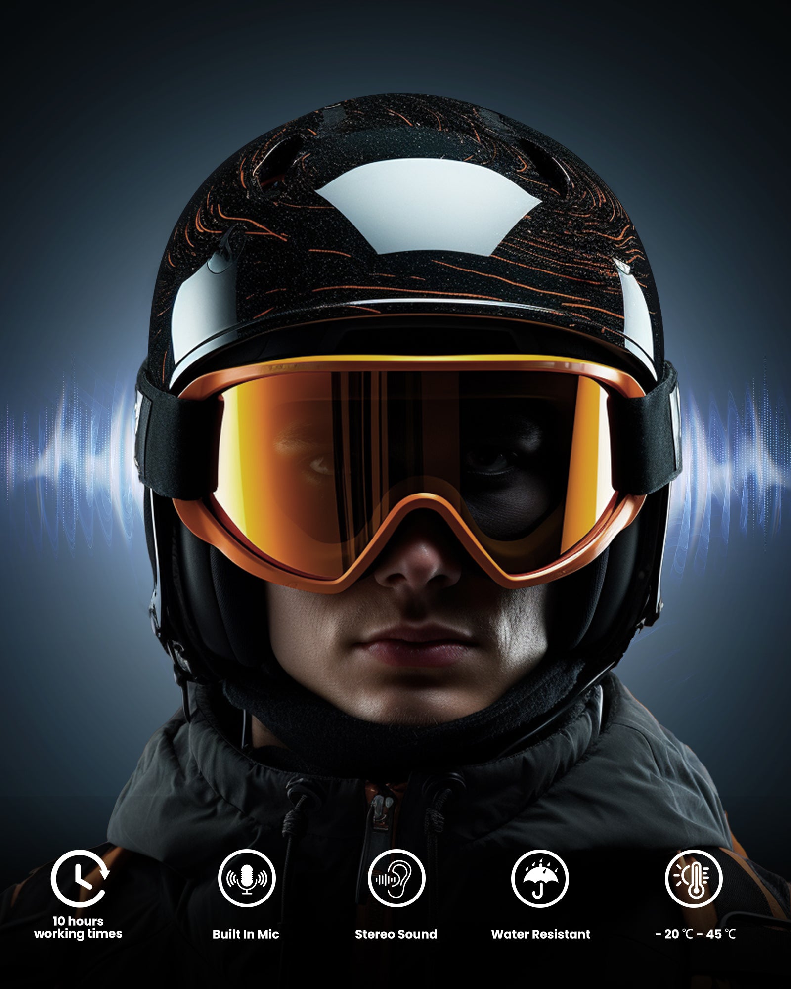 OutdoorMaster MZ04-M Wireless  Drop-in Headphones with Cable Charging for Ski Helmet