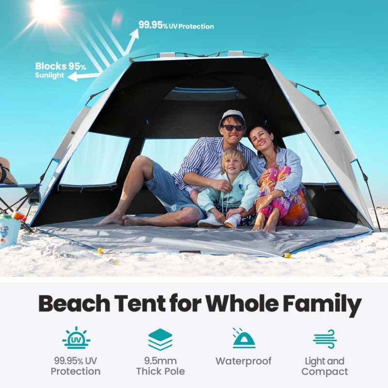 Pop Up Beach Tent with Blackout Shelter Technology