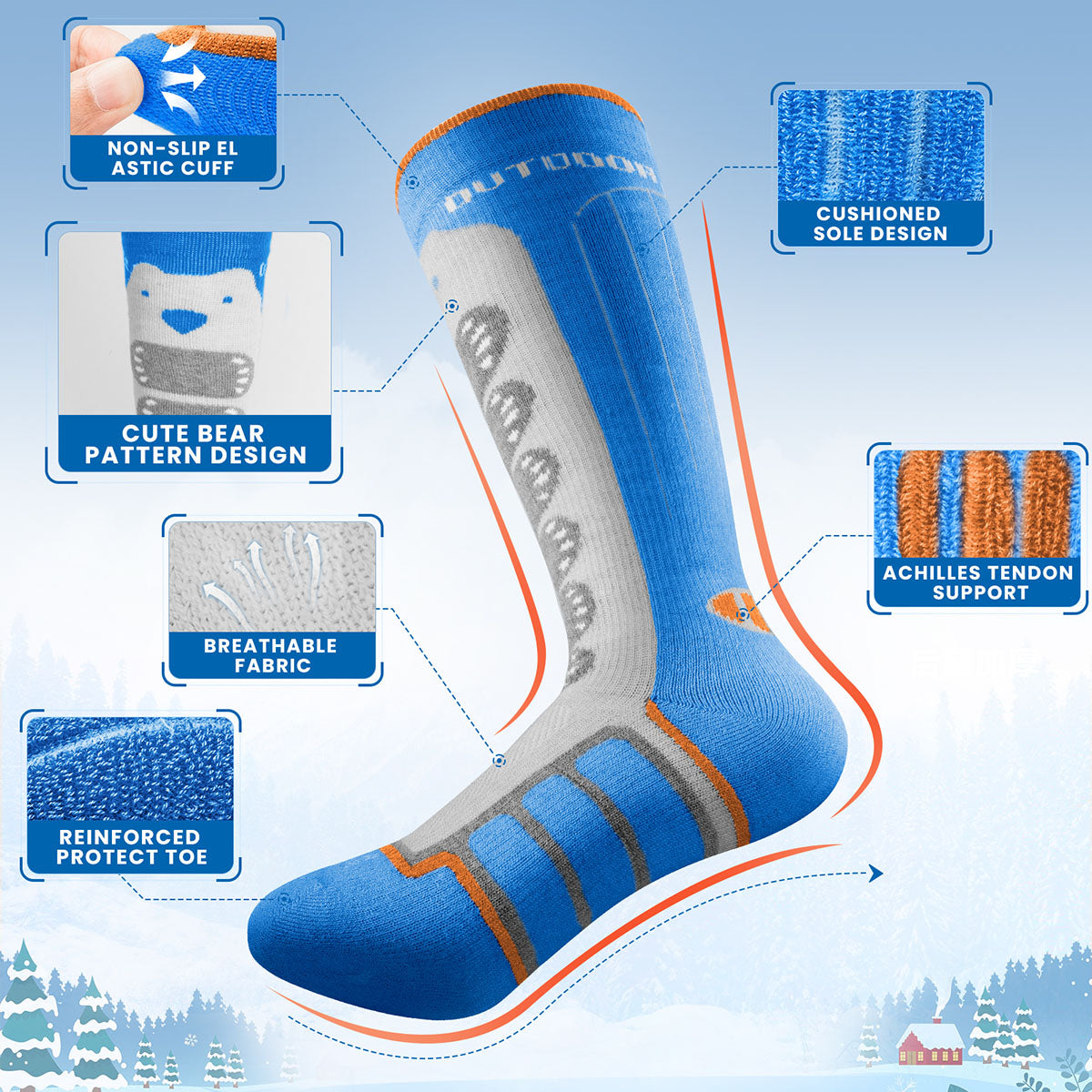 Kids Merino Wool Snow Socks