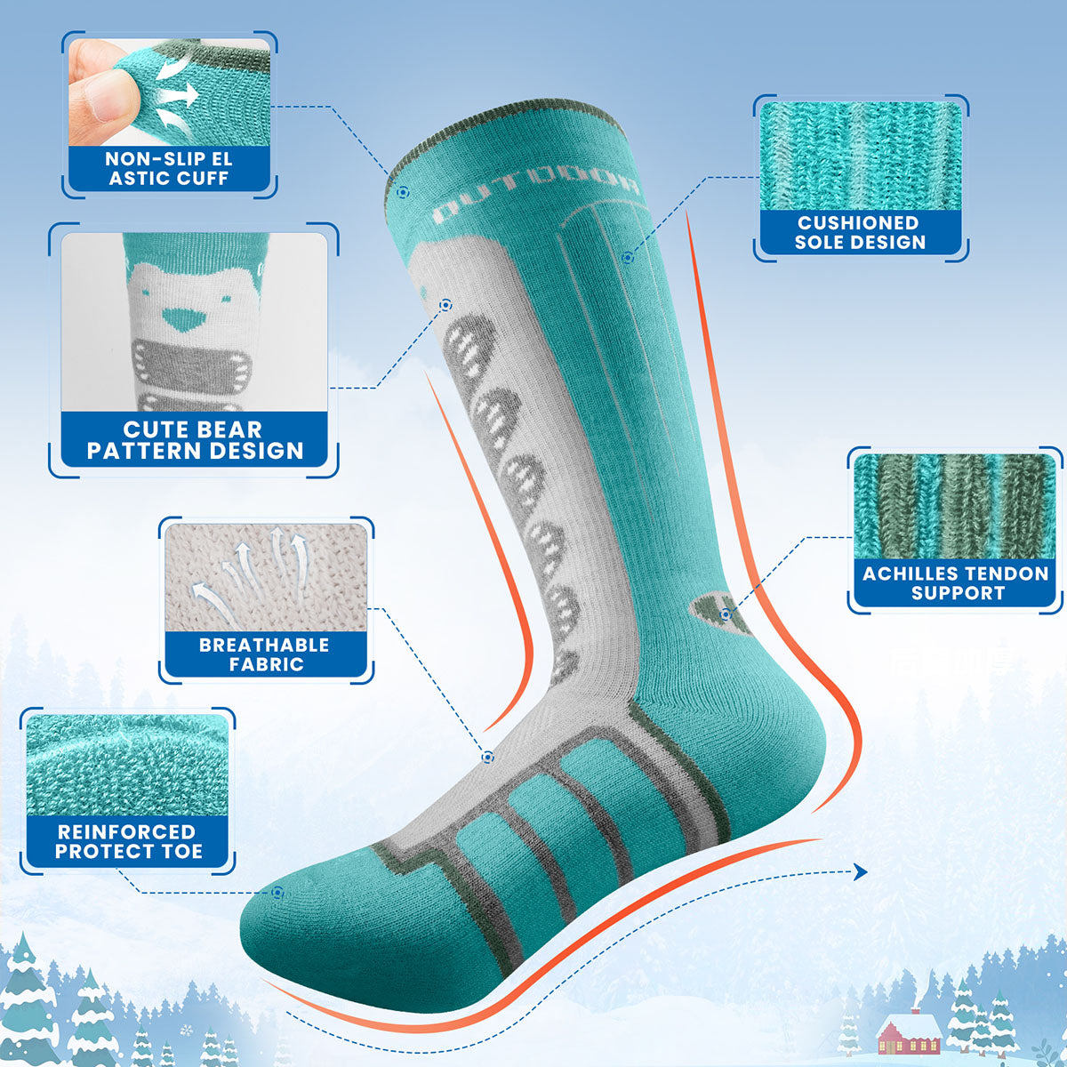 Kids Merino Wool Snow Socks