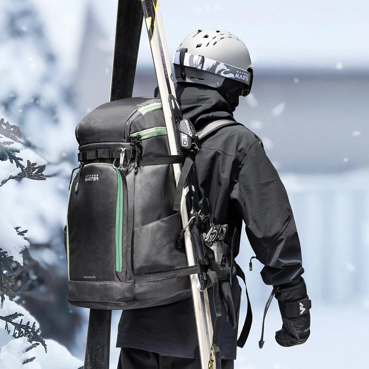ride battery backpack snowboard bag OutdoorMaster Ski Boot Bag, 65L Snowboard Boots Travel Backpack for Helmet, Ski Shoes, Goggles, Gloves and Accessories, Waterproof Exterior & Bottom