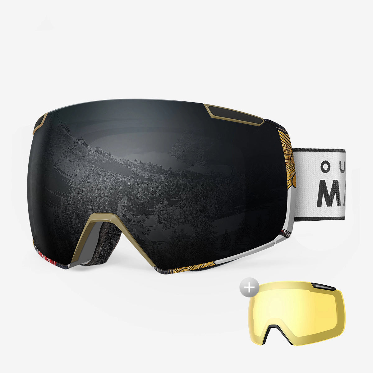 HERON Ski Goggles+Yellow Lens