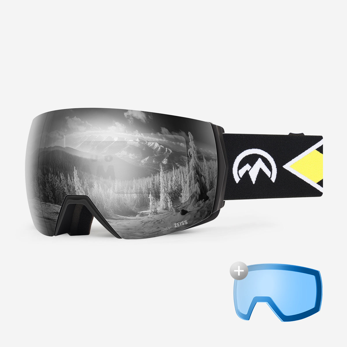 carl zeiss ski goggles Ultra Zeiss Snow Goggles + Lens Bundle, Black Frame VLT 17% Zeiss Uniform ml Super Silver + VLT 99% Clear Lens