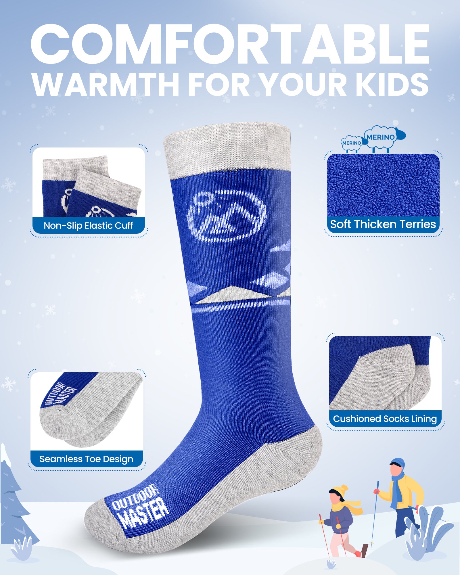 Kids Merino Wool Ski Socks