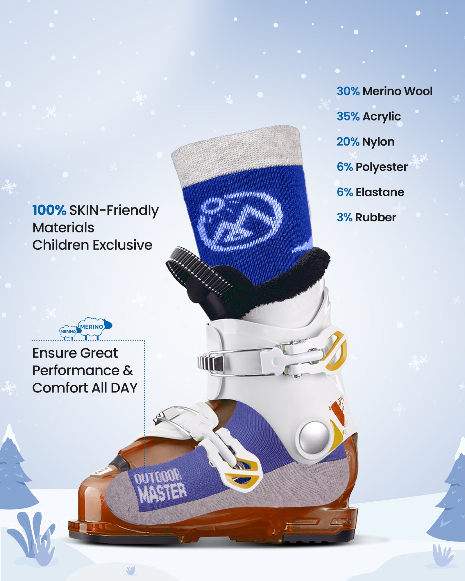 Kids Merino Wool Ski Socks