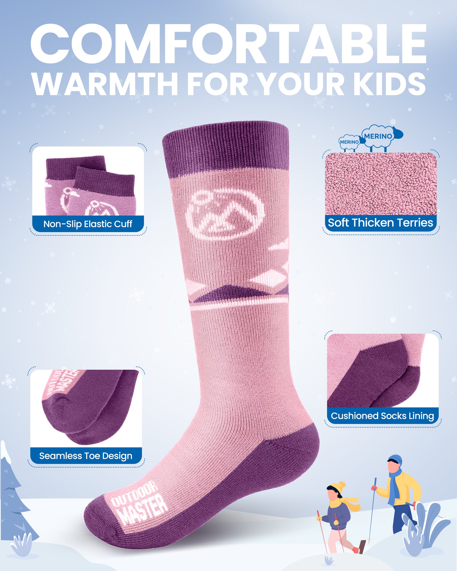 Kids Merino Wool Ski Socks