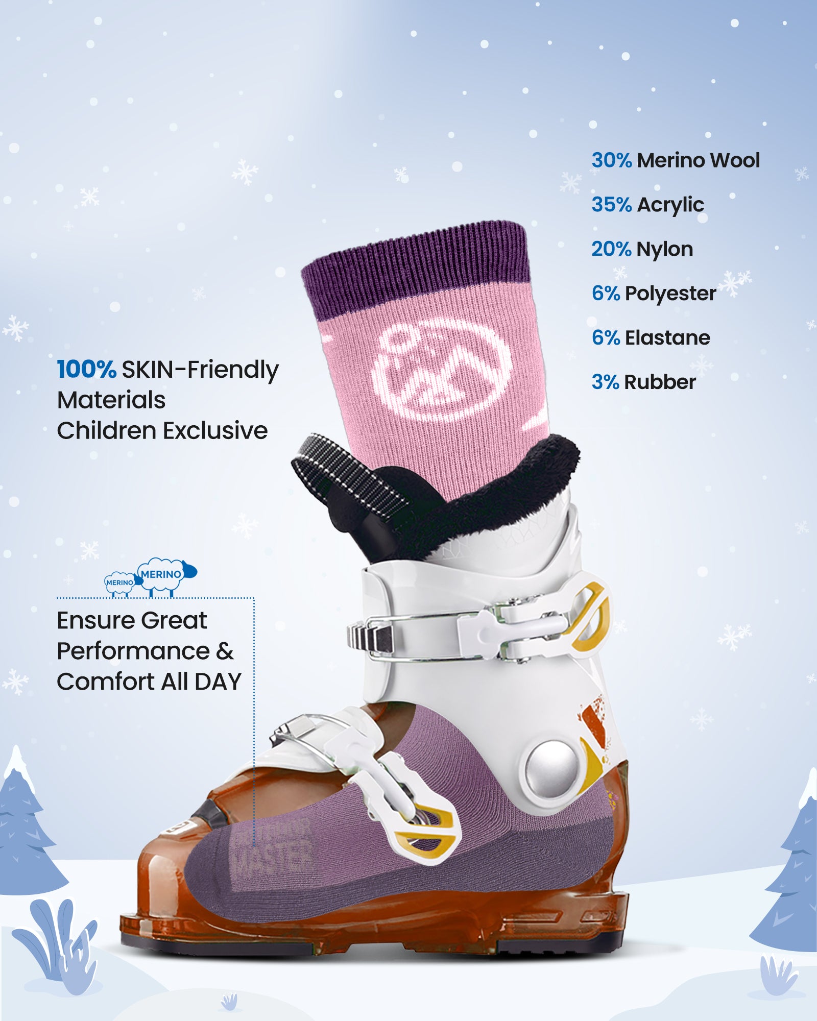 Kids Merino Wool Ski Socks