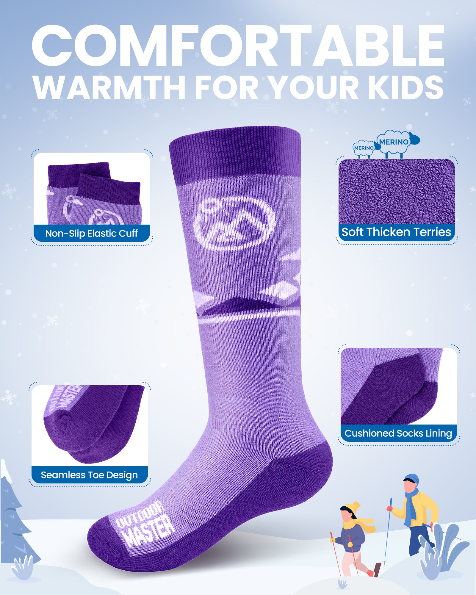 Kids Merino Wool Ski Socks