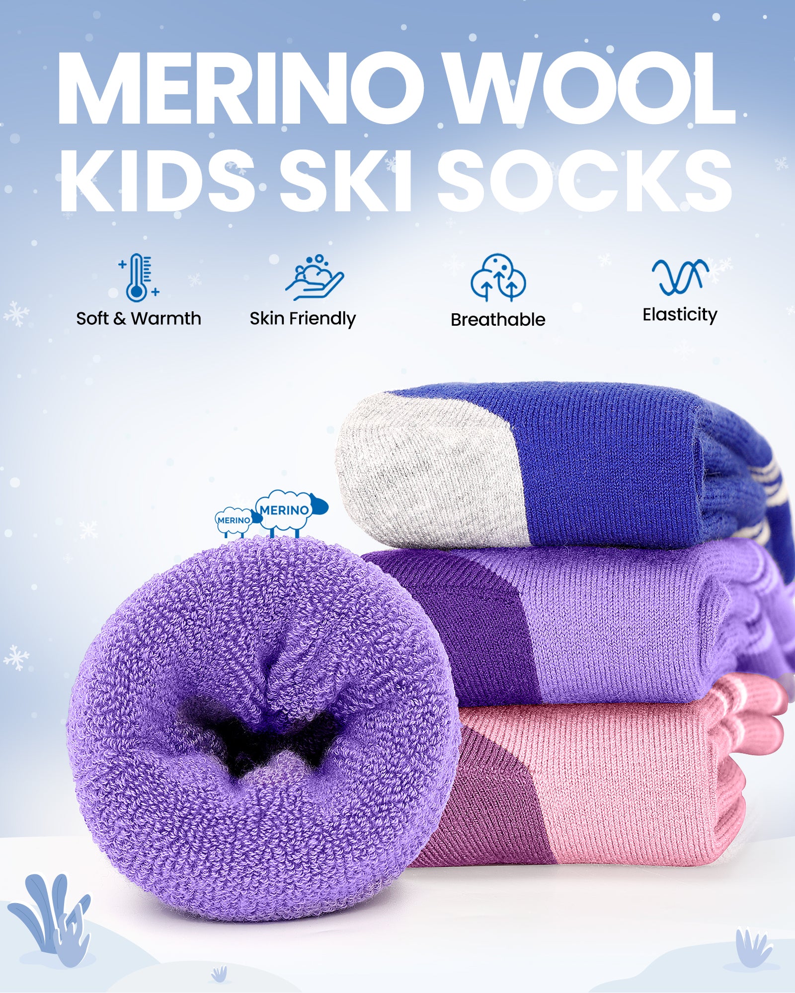 Kids Merino Wool Ski Socks