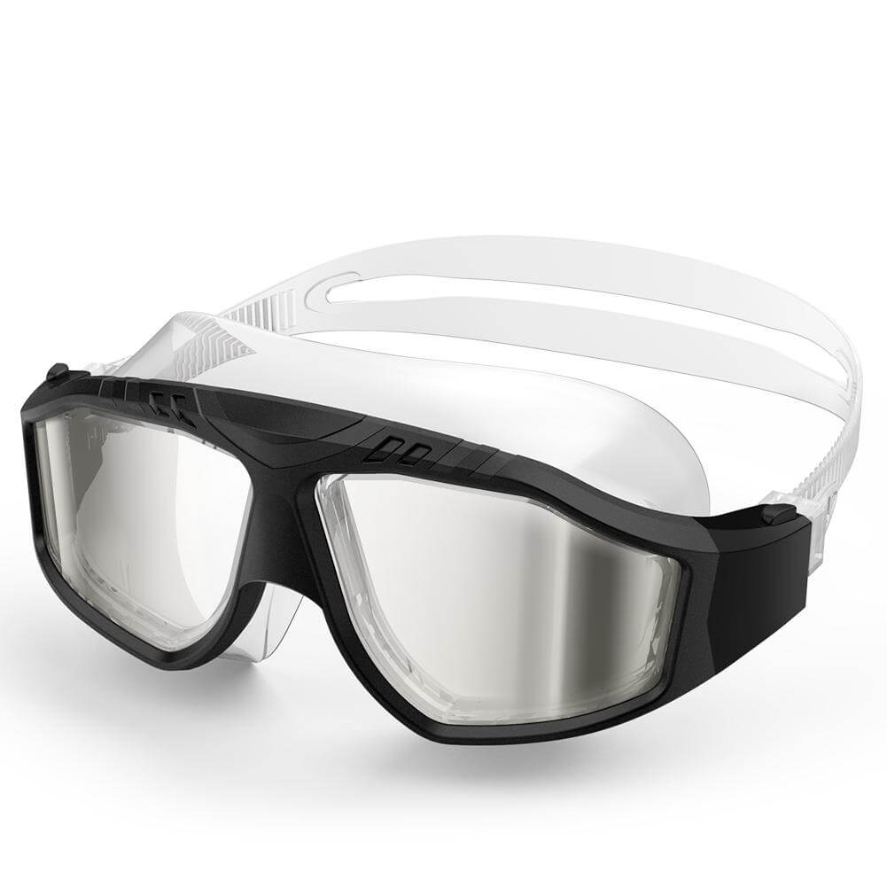 SWIM GOGGLES - With Anti Fog & UV Protection SWIM GOGGLES OutdoorMasterShop Black With Mirror Lens 