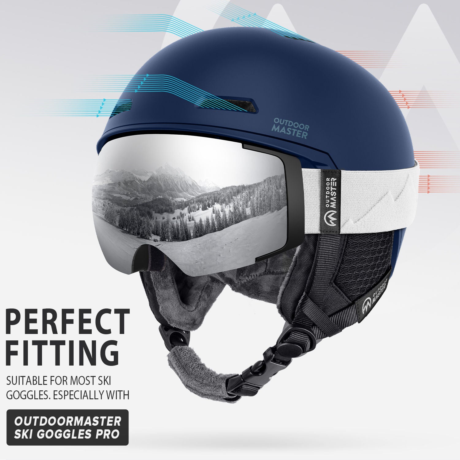 azure blue Diamond ski helmet airflow evaluation channel