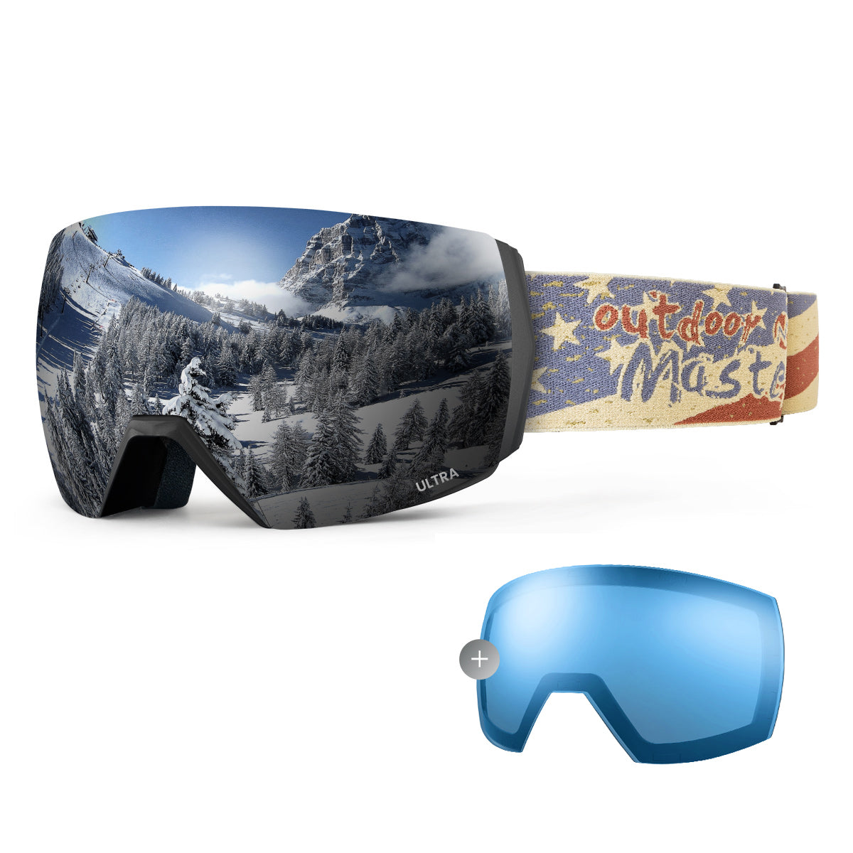 Ski Goggles, Adult Snowboard Goggles for Men Women, OTG Snow Goggles Anti  Fog UV Protection