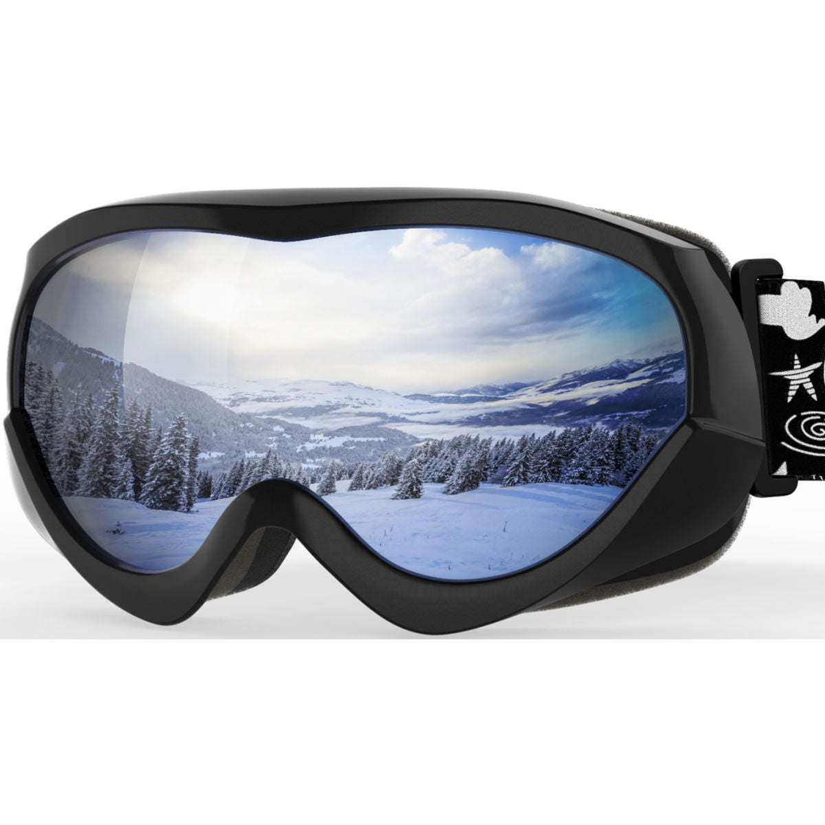 OutdoorMaster Kids Ski Goggles - Helmet Compatible Snow Goggles for Boys & Girls with 100% UV Protection (Black Frame + VLT 10% Grey Lens with Re