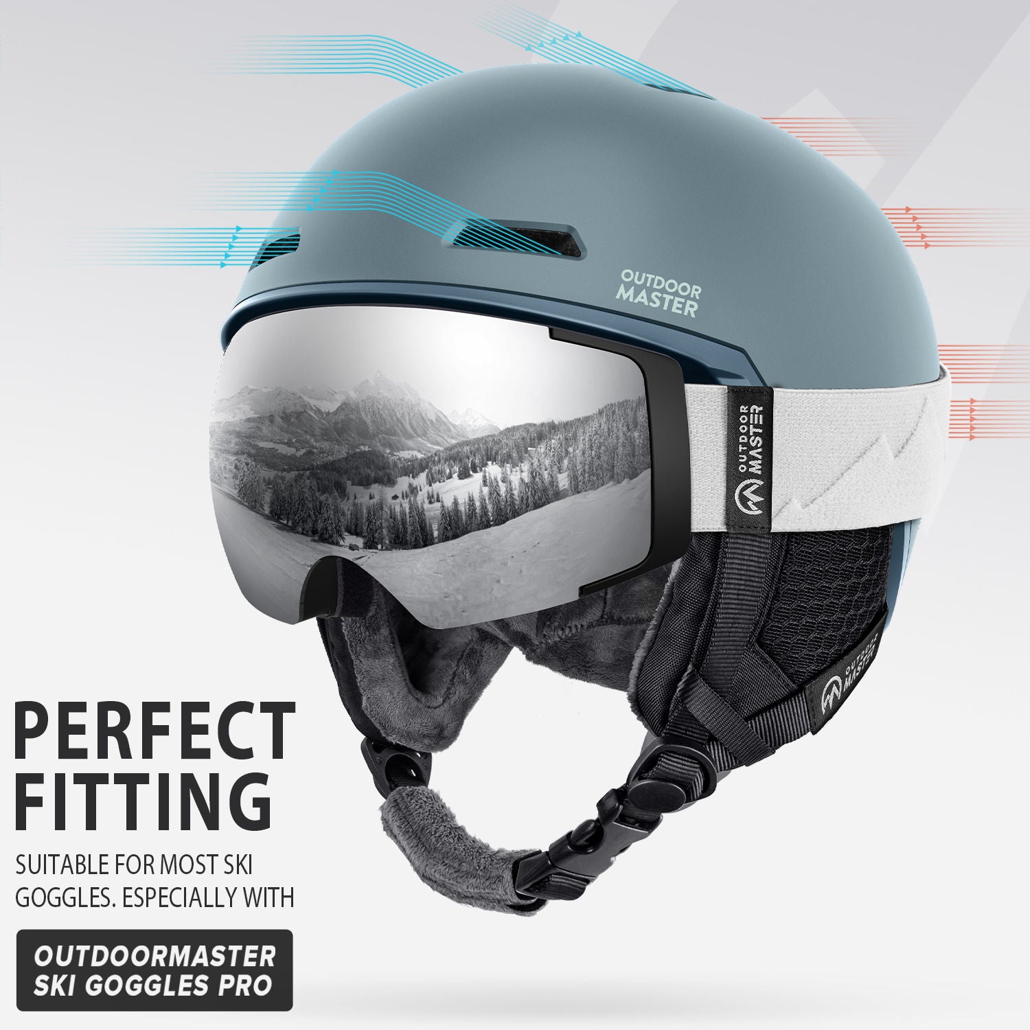 Diamond ski helmet aqua blue airflow evaluation channel