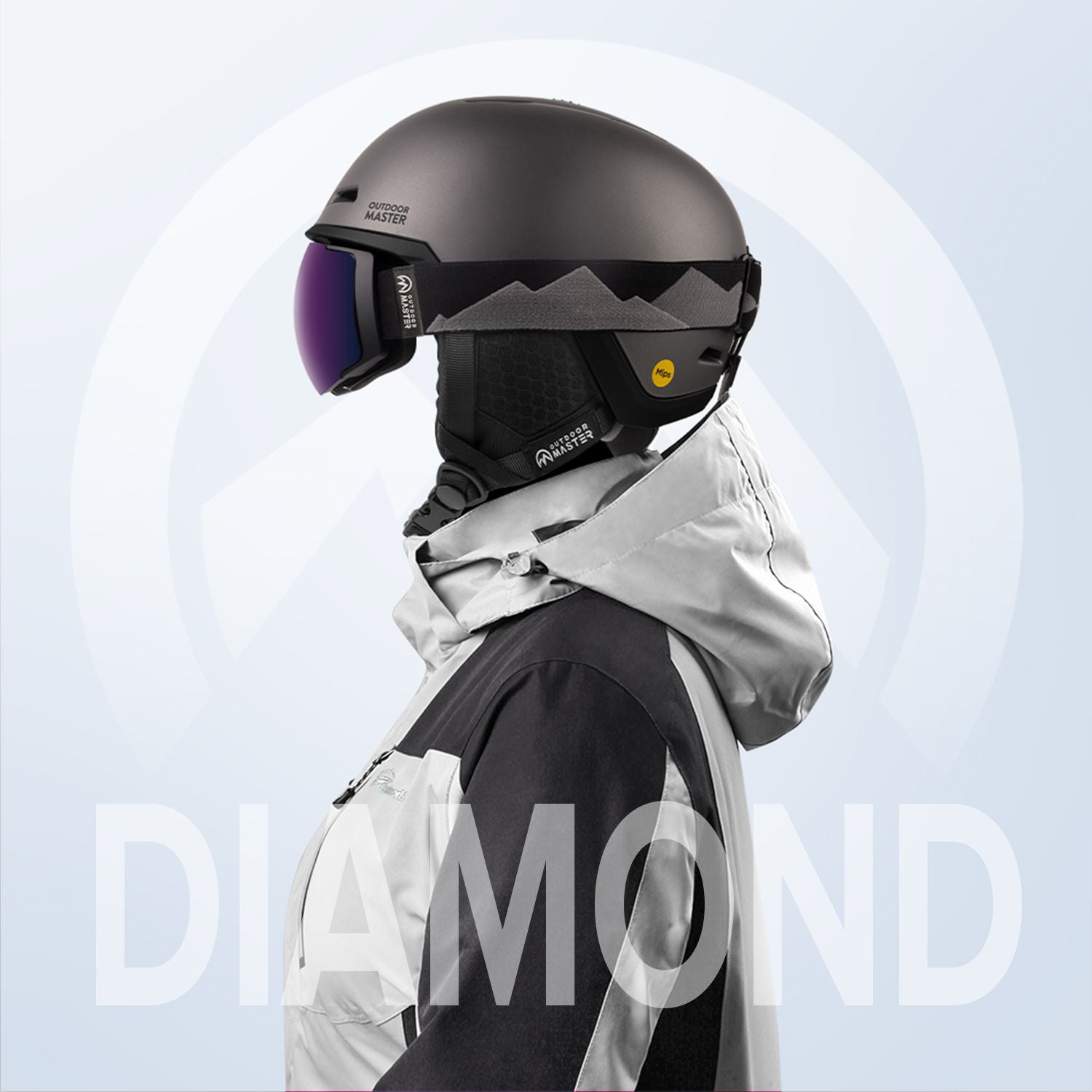 black silver ski helmet