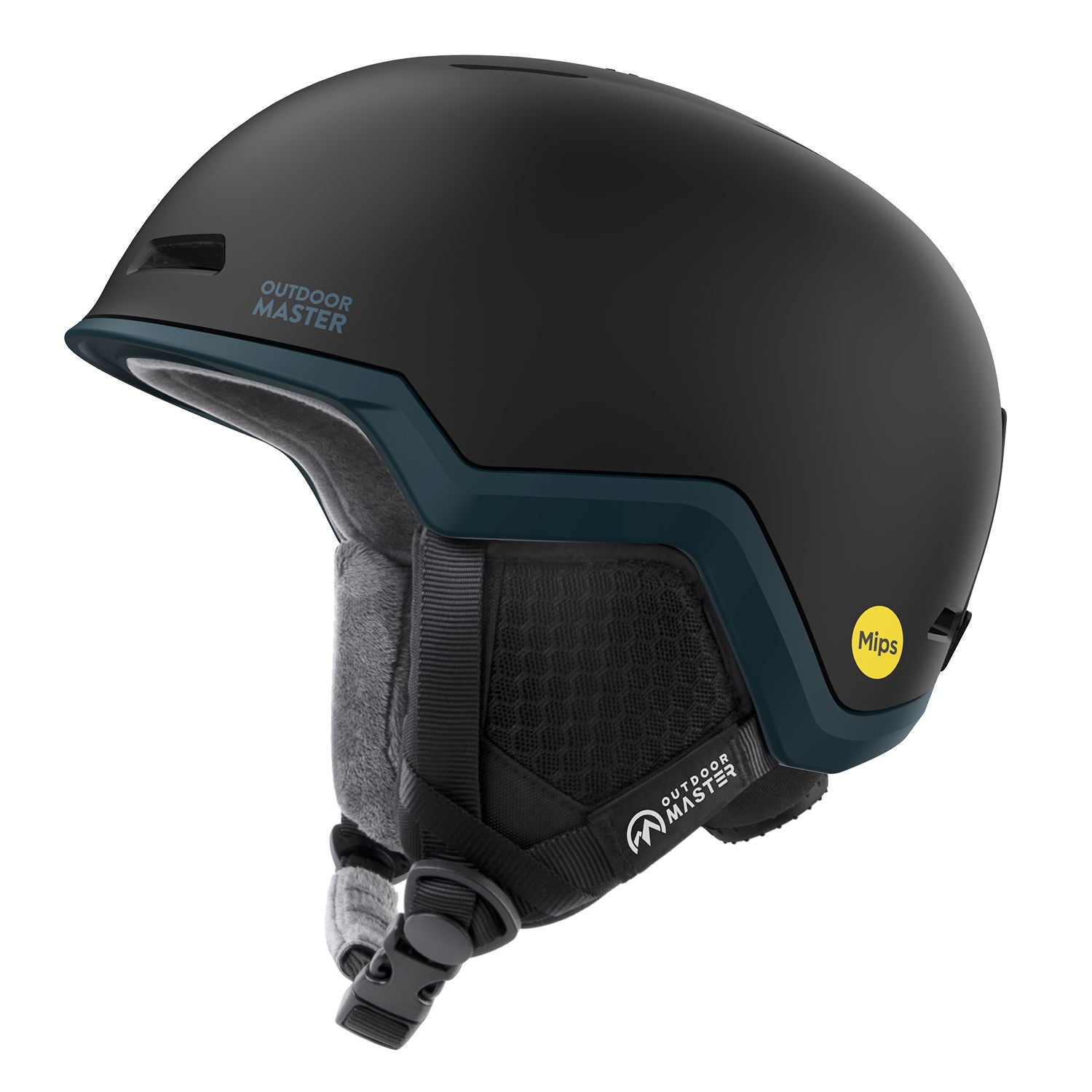 black and blue snow helmet