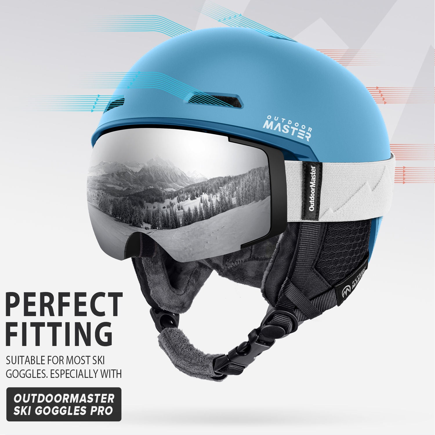 light blue Diamond ski helmet airflow evaluation channel
