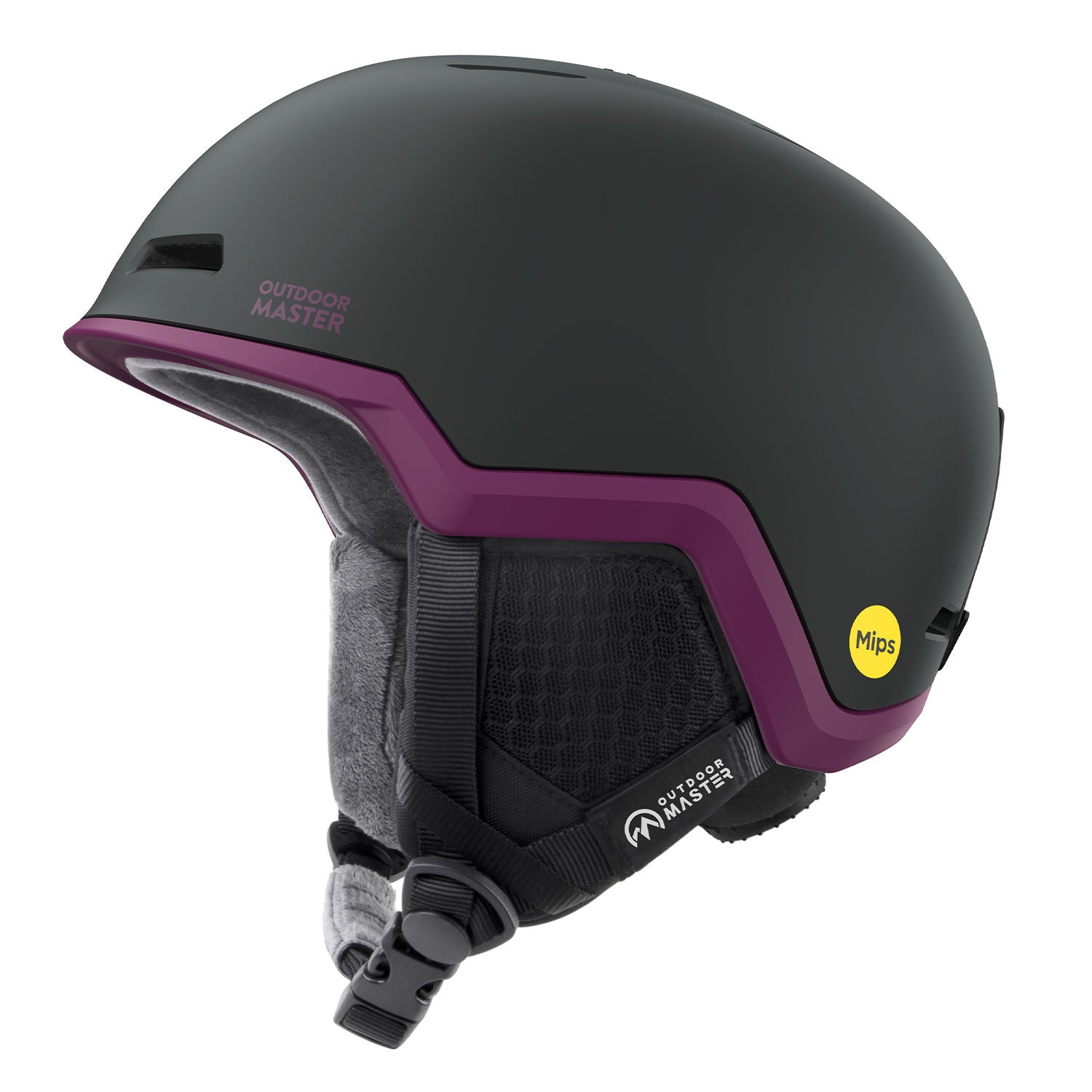 snow helmet with MIPS purple and black 