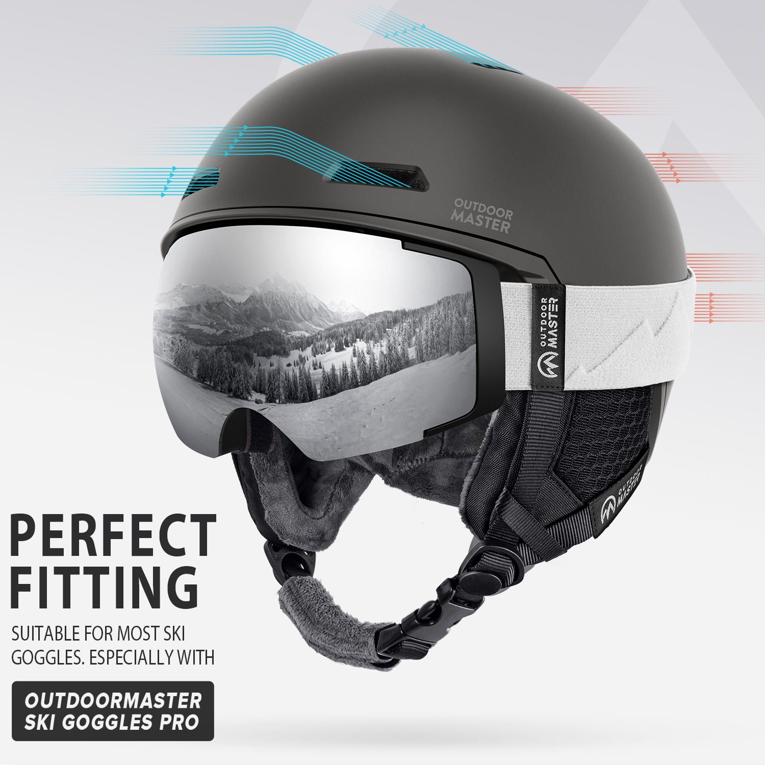 Diamond ski helmet silver airflow evaluation channel