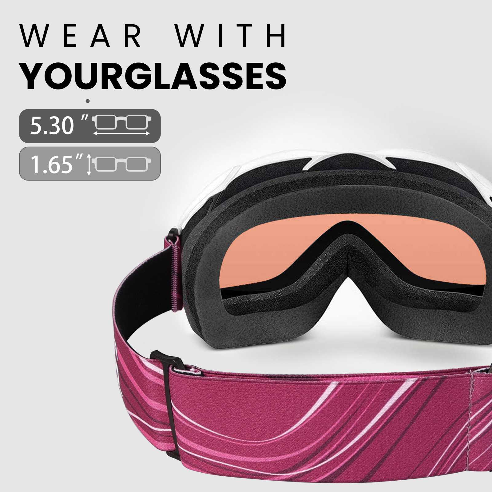  ACURE Ski Goggles, OTG - Over Glasses Snow Snowboard Goggles,  Anti Fog, 100% UV400 Protection for Men Women Kids : Sports & Outdoors