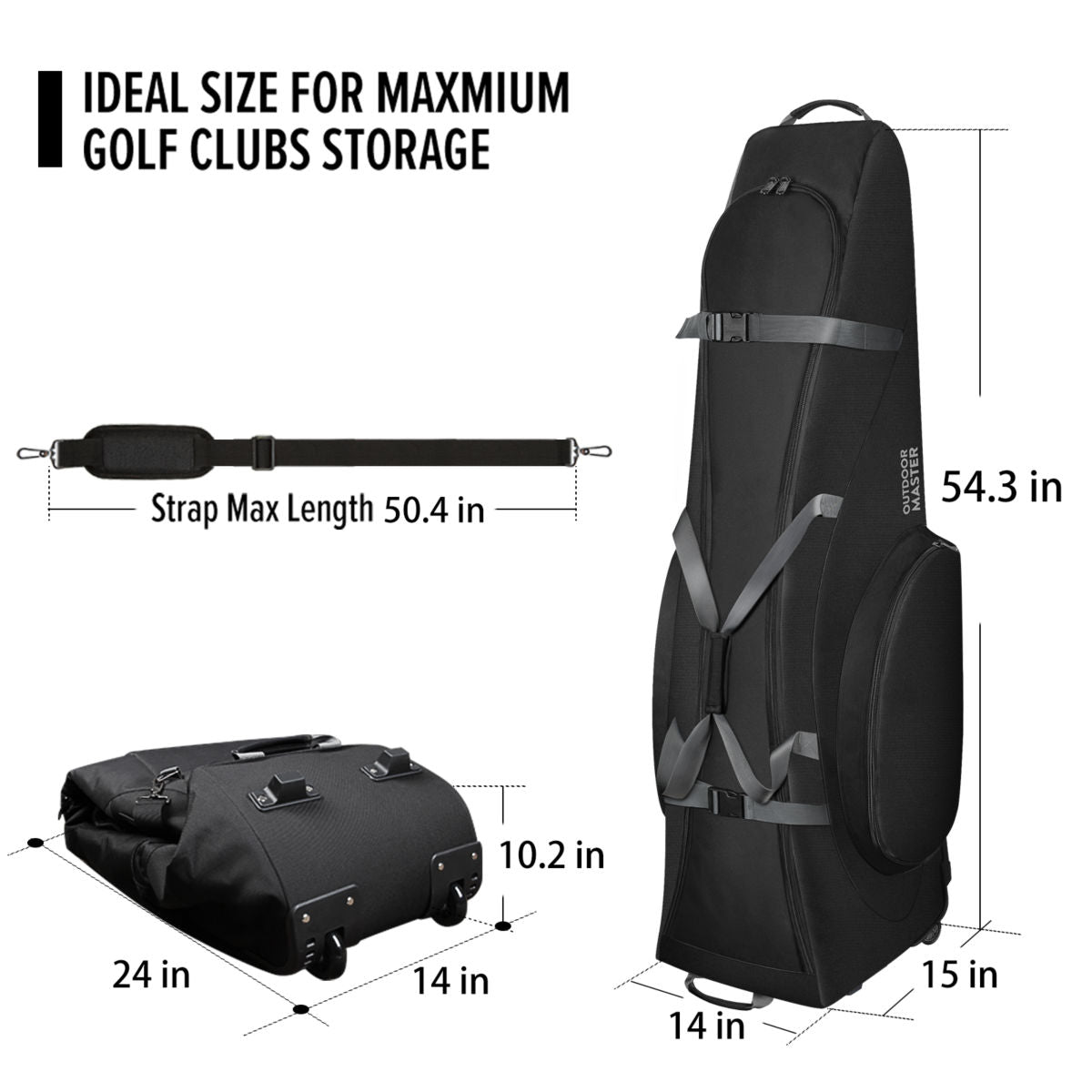 OutdoorMaster Padded Golf Club Travel Bag with Wheels, 900D Heavy
