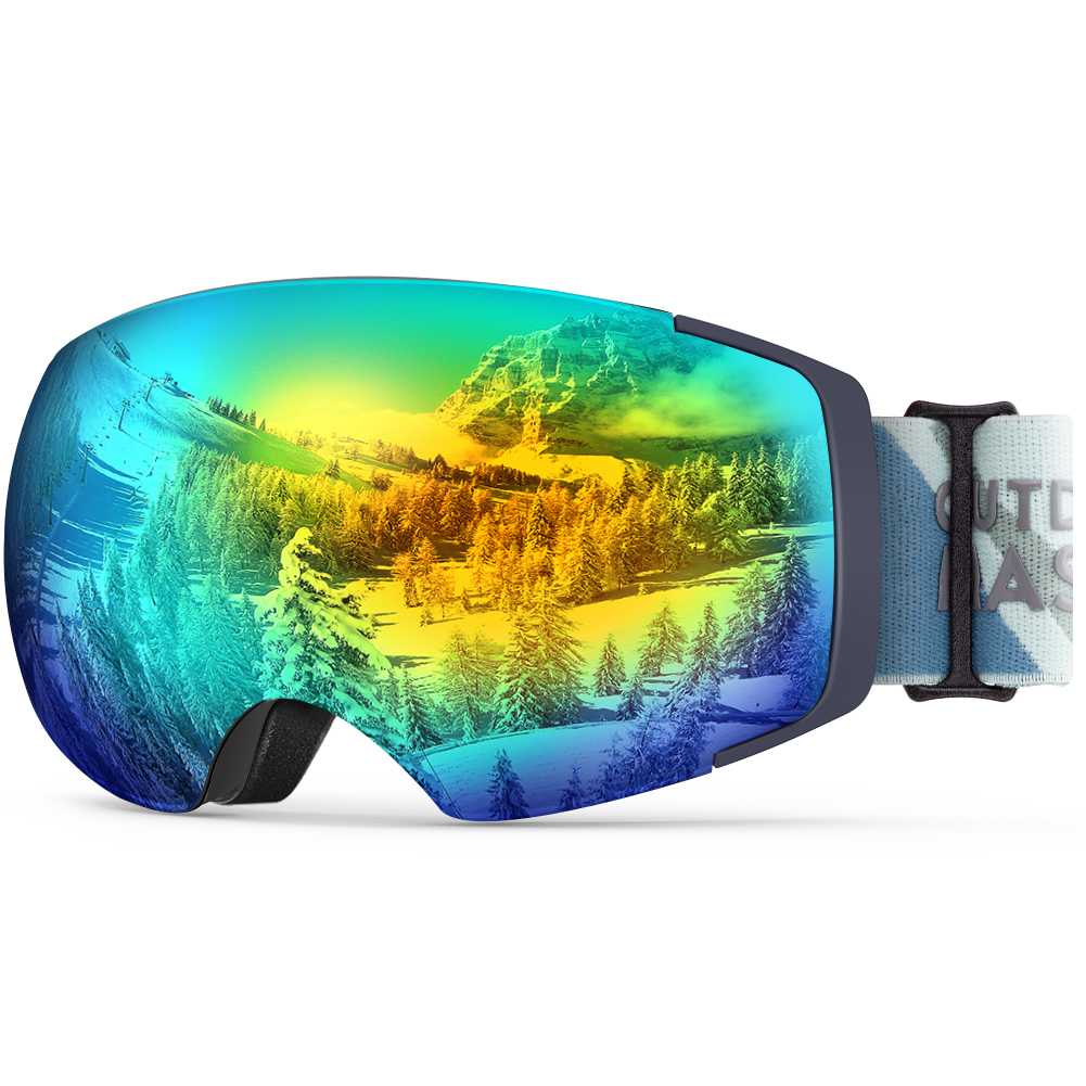 no frame ski goggles PRO PLUS Snow Goggles, Blue Frame Color Optim. VLT 13% Gold REVO Lens