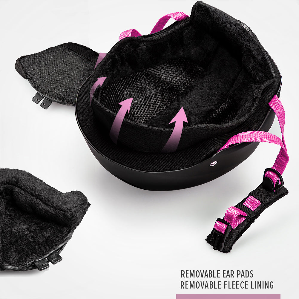 black and pink ski helmet liner