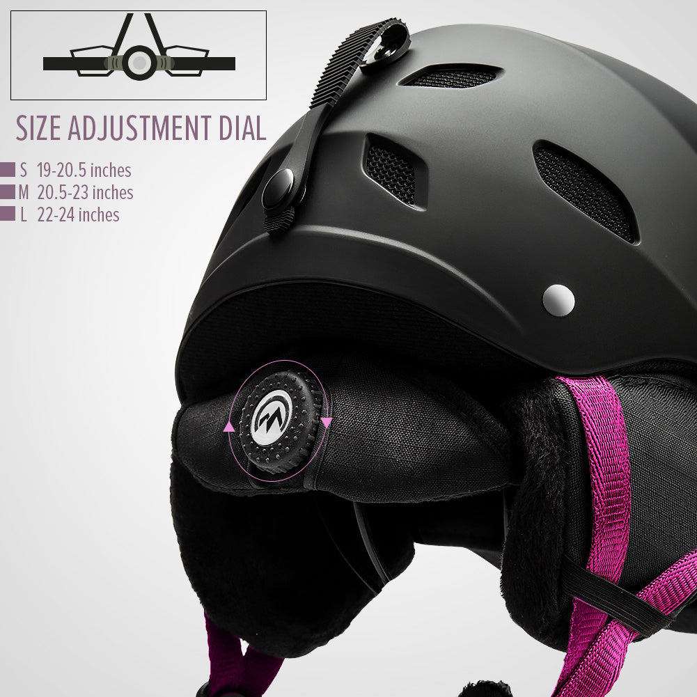 black and pink ski helmet adjustable 