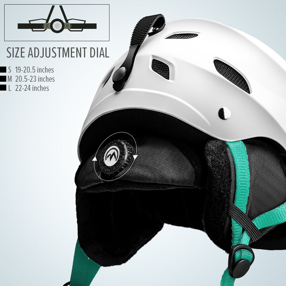 white and mint snowboard helmet