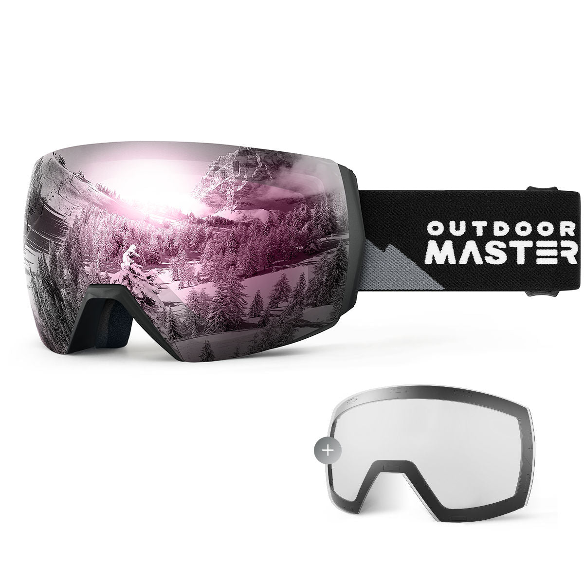 purple ski goggles with extra clear lens
